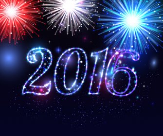 Fogo De Artifício De 2016 E Feliz Ano Novo