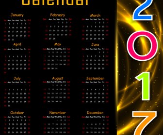 黒い背景に 2017年カレンダーのデザイン
