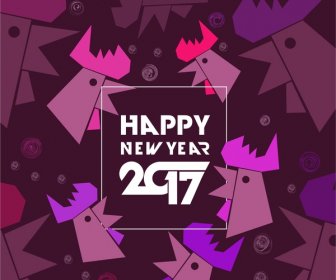 2017 Neujahr Hintergrund Geometrische Hähne Sammlung Stil