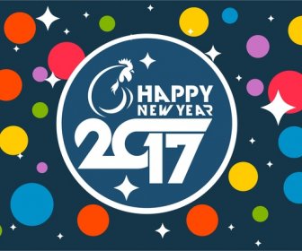 2017 New Year Banner Colorful Circles Background Design