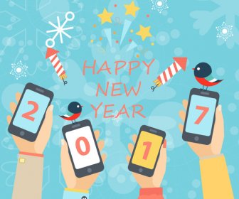 携帯電話で 2017年新年バナー画面図