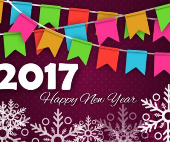 2017 New Year Banner With Snowflakes Illustration