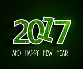2017 New Year Card Design With Dancing Numbers