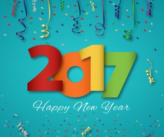 2017 New Year Template Design With Colorful Numbers