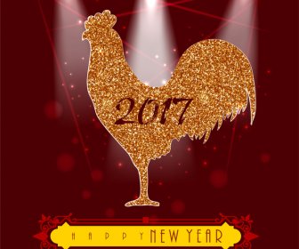 2017 New Year Template Design With Glossy Rooster