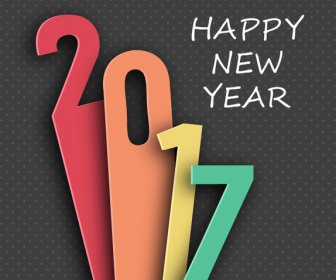 2017 New Year Template Design With Lenghthened Numbers