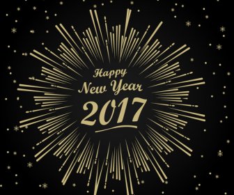2017 New Year Template With Fireworks Design