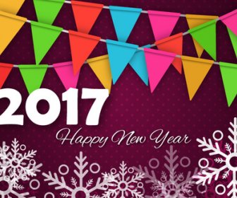 2017 Yılbaşı şablonuyla Kar Taneleri Ve Bayrakları