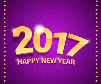 2017 New Year Violet Banner With Stars Border