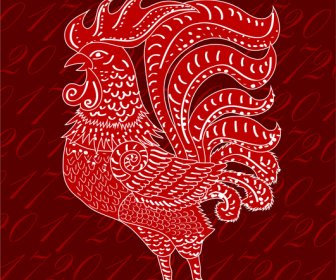 2017 Desain Template Dengan Ayam Merah Dan Nomor