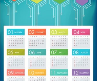 Kalender 2018 Latar Belakang Biru Dekorasi Modern Teknologi Gaya