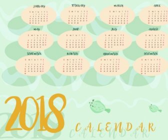 2018海洋魚カレンダーの背景の装飾