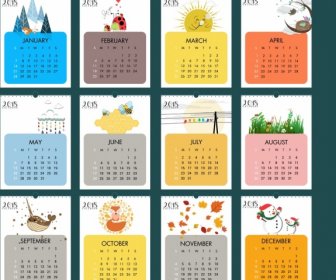 2018 Calendar Design Elements Natural Wild Life Icons