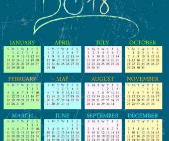 2018 Calendar Design Hand Writting Chalkboard Decor