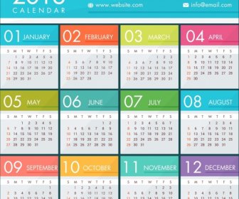 2018 Kalender Template Desain Modern Cerah Warna-warni