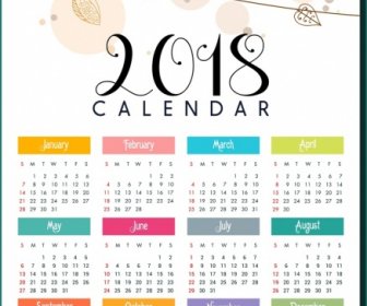 2018 Calendar Template Natural Bird Leaves Decor