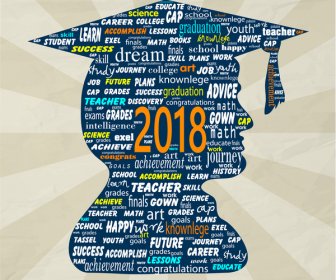 2018 Graduation Banner With Texts Arrangement And Silhouette