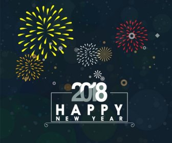 2018 New Year Banner Colorful Fireworks Background