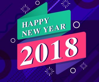 2018 New Year Banner Contrast Colorful Abstract Decor