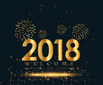 2018 New Year Banner Glittering Number Fireworks Decor