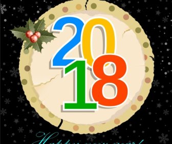 2018 New Year Banner Ragged Round Paper Ornament