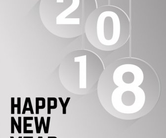 2018 New Year Poster Hanging Number Icons Decor