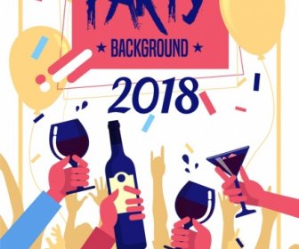 2018 パーティー バック グラウンド グランジ デザイン素晴らしく手アイコン