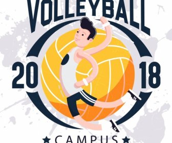 2018 Voleibol Campus Banner Athelte Ball Icons Décor