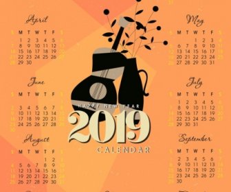 2019 Kalender Vorlage KONZERTGITARRE Flower Pot Dekor