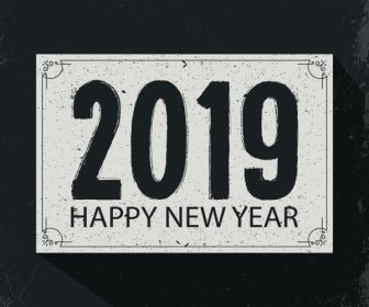 2019 Neujahrs Banner Dunkel Graue Klassische Dekor