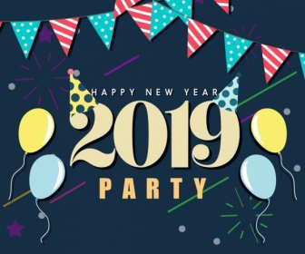 2019 Tahun Baru Partai Banner Pita Balon Dekorasi