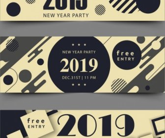 2019 New Year Ticket Template Modern Geometric Decor