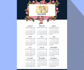 2020 Calendar Template Elegant Flora Decor