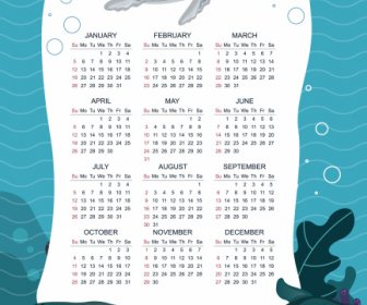 2020 قالب تقويم الحيتان البحرية الديكور