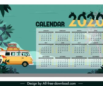 2020 Calendario Modello Viaggio Tema Colorato Classico