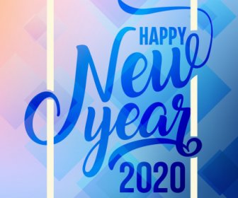 Año 2020 Año Nuevo Banner Brillante Moderno Caligráfico Geométrica