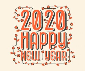 2020 New Year Banner Classical Floras Leaves Decor