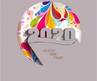 2020 New Year Banner Colorful Decor Number Layout