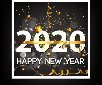 2020 Nouvelle Année Bannière Clin Mouvementée Confetti Décor