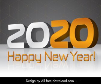 2020 New Year Poster Modern 3d Numbers Decor