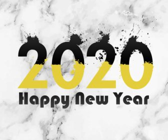 Números De 2020 Año Nuevo Plantilla Moderna Grunge Tinta