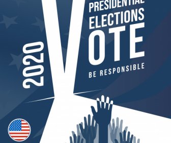 2020 Usa Wahlbanner VerschwommenFlagge Heben Die Arme