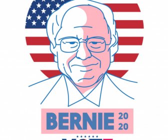 2020 Usa Bandera Electoral Dibujado A Mano Candidato Retrato Boceto