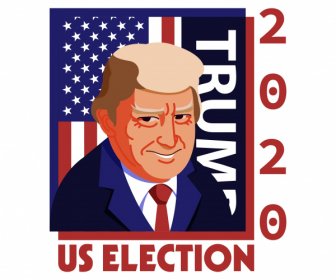 2020 年美國選舉橫幅總統素描卡通設計