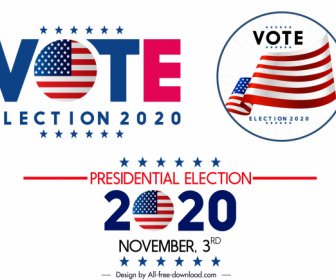 2020 Usa Wahl Logos Glänzend Modernefarbiges Design