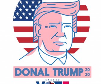 2020 Usa Cartel Electoral Presidente Retrato Bandera Bosquejo
