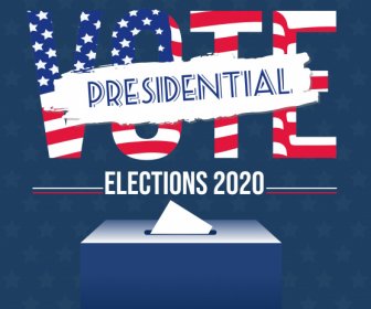 2020 Usa Affiche électorale Textes Drapeau éléments Décor