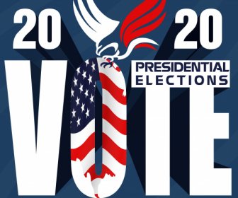 2020 USA Voting Banner Teks Bendera Dekorasi Elang