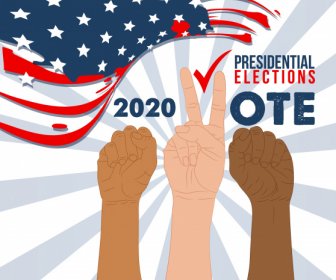 2020 USA Voto Poster Segno Di Braccio Dinamico Bandiera