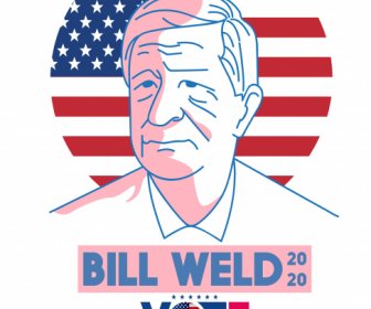 2020 USA Voto Poster Disegnato Disegno Candidato Bandiera Schizzo